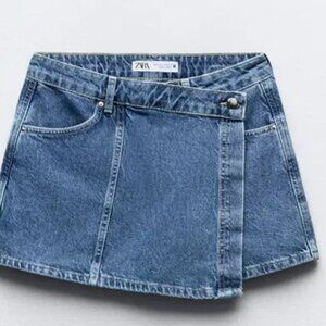ZARA DENIM WRAP SKORT